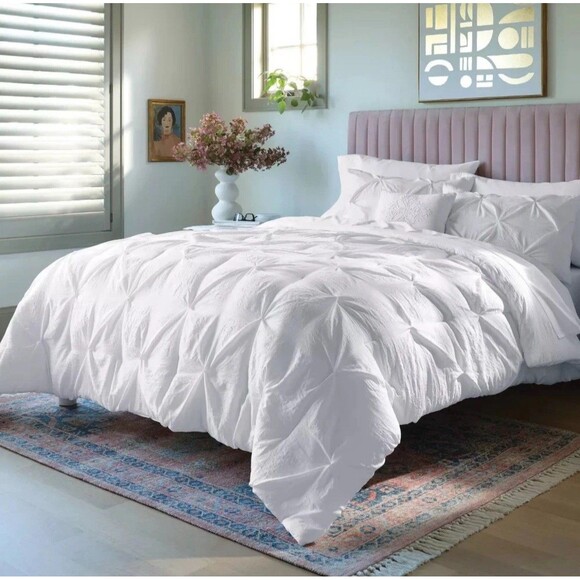 8pc Queen Pinch Pleat Comforter Set White - Threshold - Picture 2 of 9